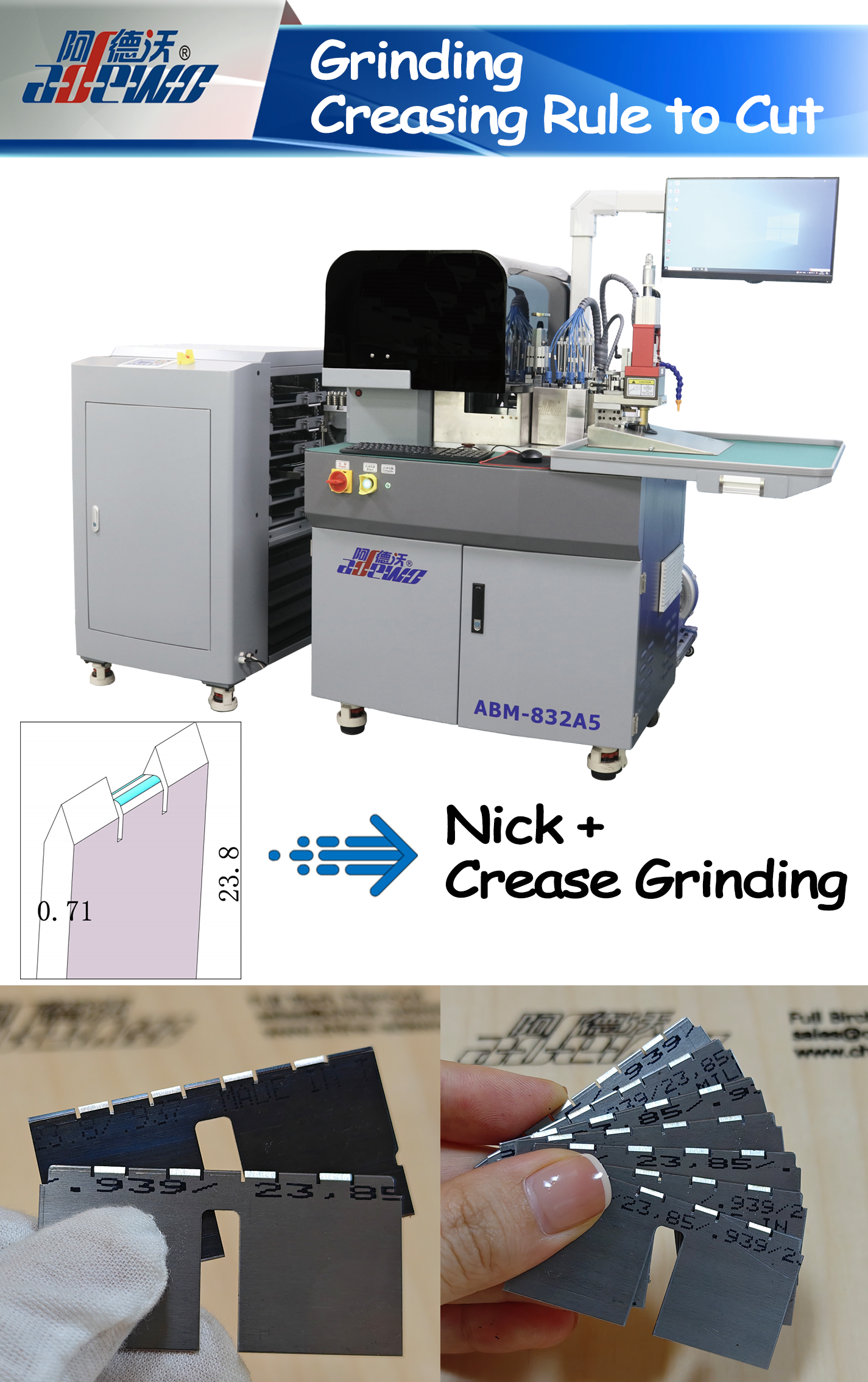 Grinding Crease Rule to Cut